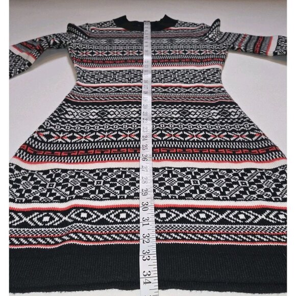 Free People Sweater Dress Medium Faero Balloon Sleeve Wool Nordic Fair Isle - Picture 4 of 9